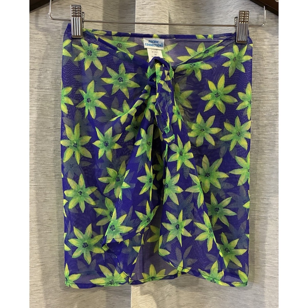 Vintage 90s‎ Pacific Connections Floral Sheer Swim Tie Cover Up Skirt Medium